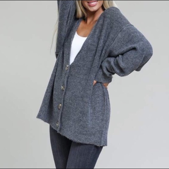 The Ultimate Grandpa Button Cardigan Charcoal - Picture 2 of 12